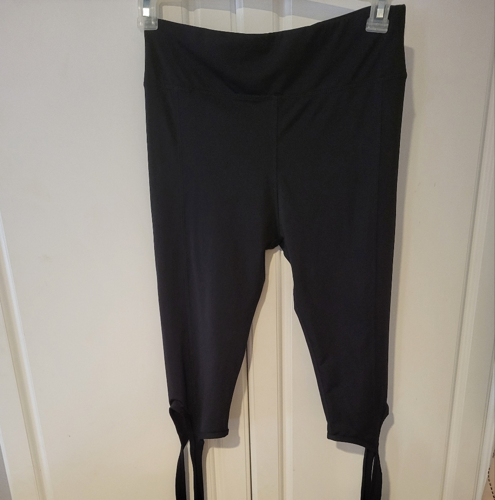 Womens Pants Spandex Blend Black Medium No Tag Ankle Wrap Arounds